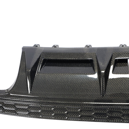 Lower vent and carbon fiber surface detail on the Audi A3 S Line S3 8Y rear diffuser