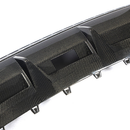 Outer vent and vertical fin detail on the Audi A3 S Line S3 8Y carbon fiber rear diffuser