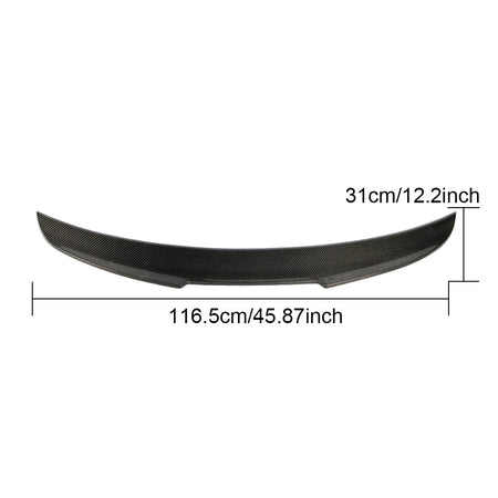 Audi A3 S3 RS3 8V trunk spoiler approximate dimensions in centimeters and inches