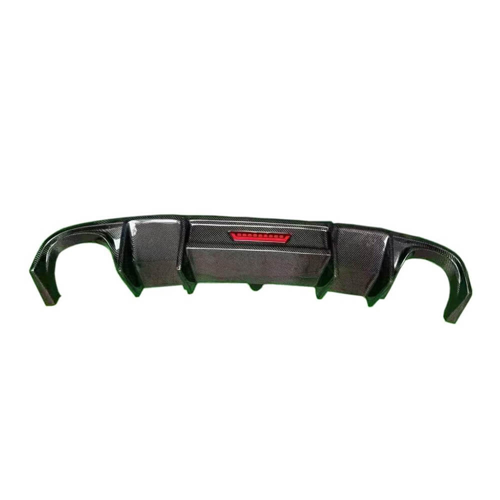 Audi A4 B8 rear bumper diffuser front view in carbon fiber