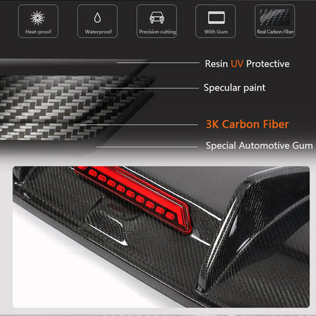 Audi A4 B9 carbon fiber rear diffuser weave and center light detail