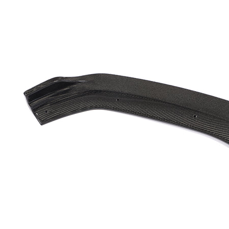 Close-up of the woven carbon fiber surface and gloss finish on the Audi A5/S5 B9 front lip