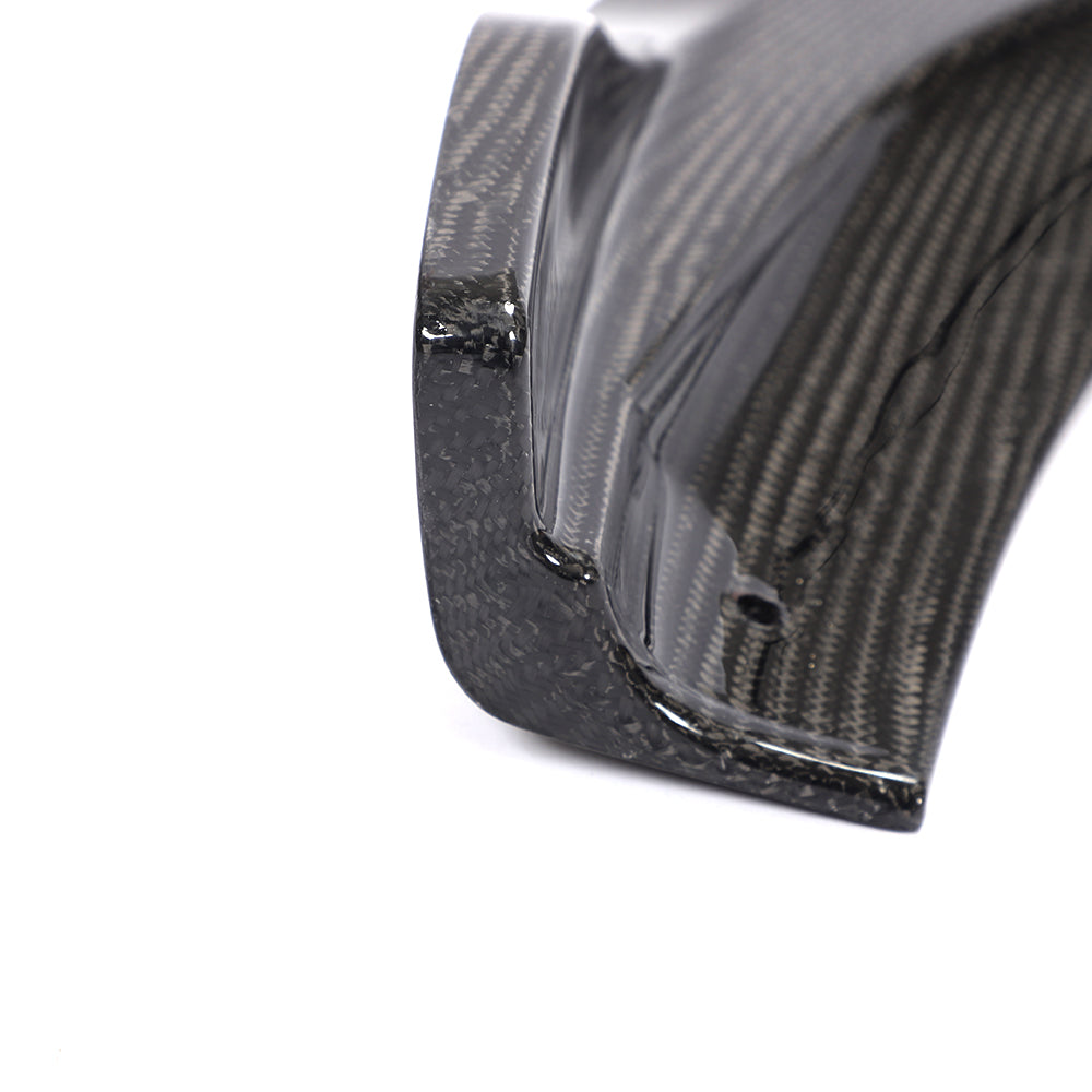 Side corner and molded edge detail of the Audi A5/S5 B9 carbon fiber front lip