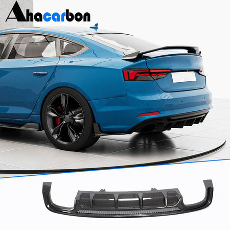 Audi A5 S5 B9 mesh-vented carbon fiber rear diffuser installed