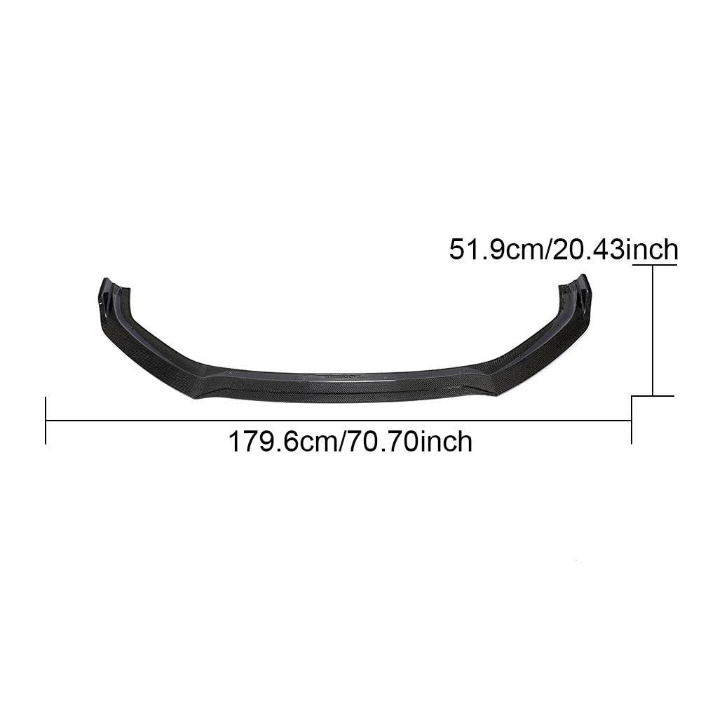 Product dimensions of the one-piece carbon fiber front lip for 2017–2019 Audi A5/S5 B9