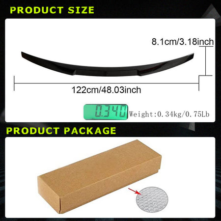 Audi A5 Sportback dry carbon trunk spoiler dimensions and package size