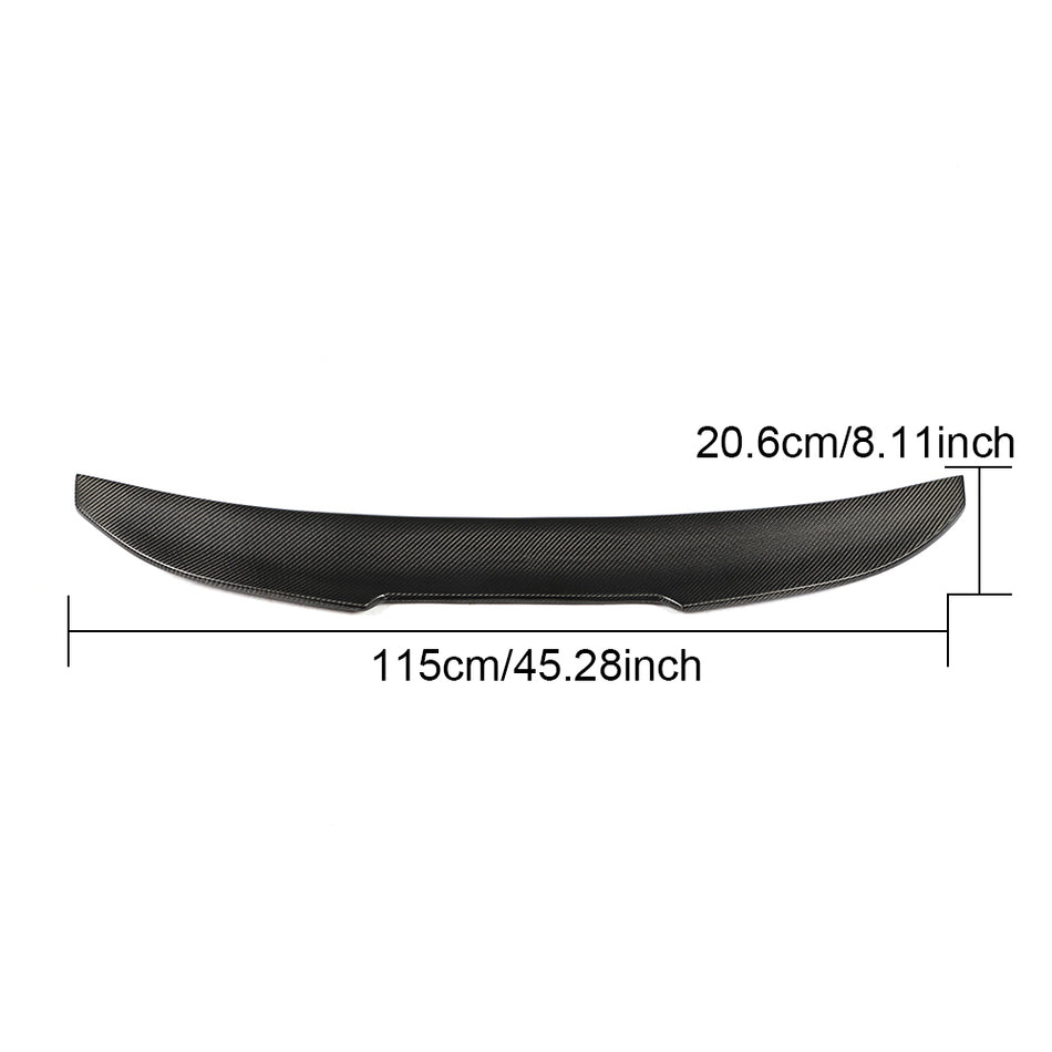 Audi A6 C6 carbon fiber trunk spoiler dimensions 115 x 20.6 cm