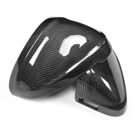 Audi carbon fiber mirror covers gloss finish and woven carbon fiber detail