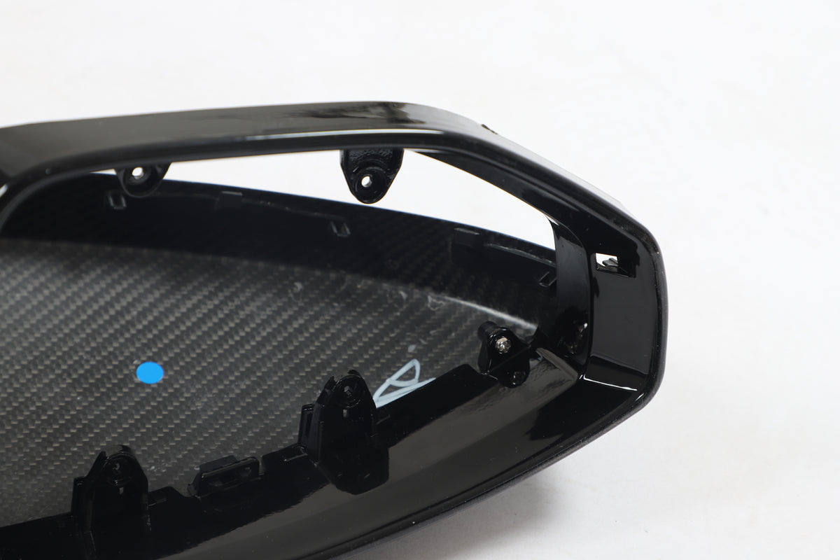 Audi dry carbon replacement mirror housing cover mounting structure detail