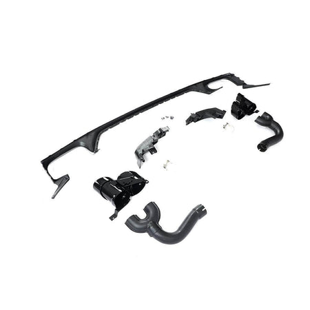 Audi Q8 SQ8 black PP rear bumper diffuser angled view