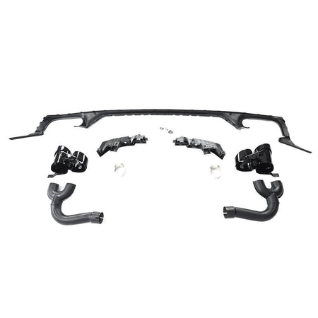 Audi Q8 SQ8 rear diffuser component layout and exhaust trim pieces