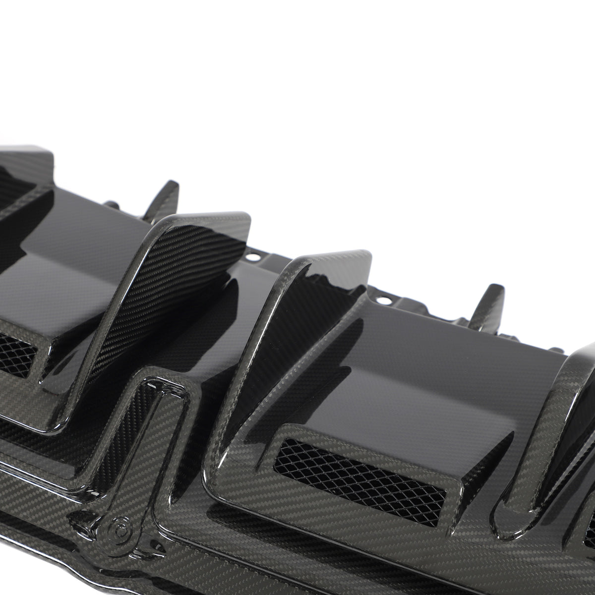 Audi R8 dry carbon rear diffuser fin and carbon weave close-up