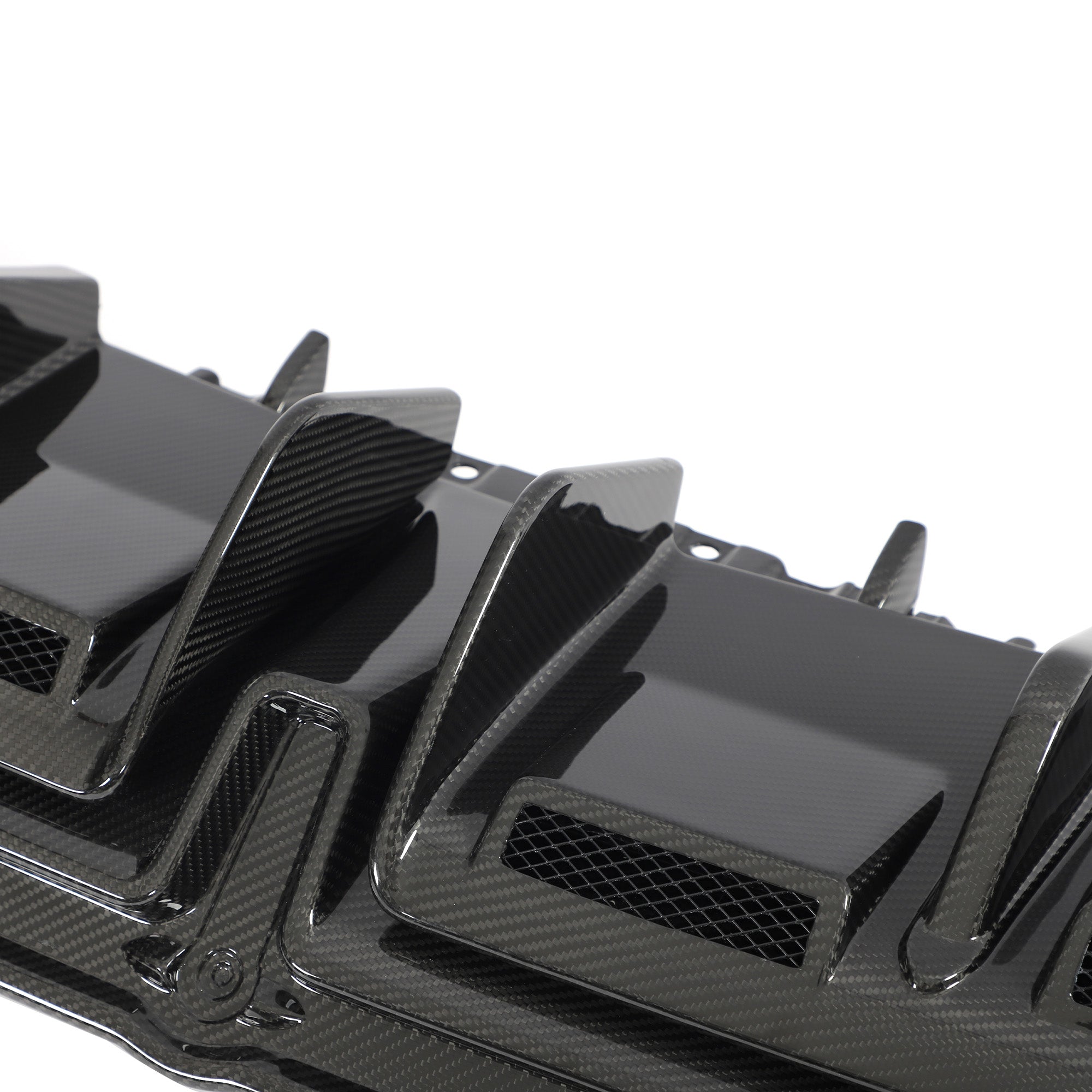 Audi R8 dry carbon rear diffuser fin and carbon weave close-up