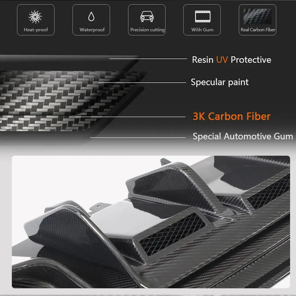 Audi R8 rear diffuser prepreg carbon fiber weave and surface detail