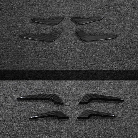 Audi RS3 8Y four-piece dry carbon front bumper canard set shown in protective packaging