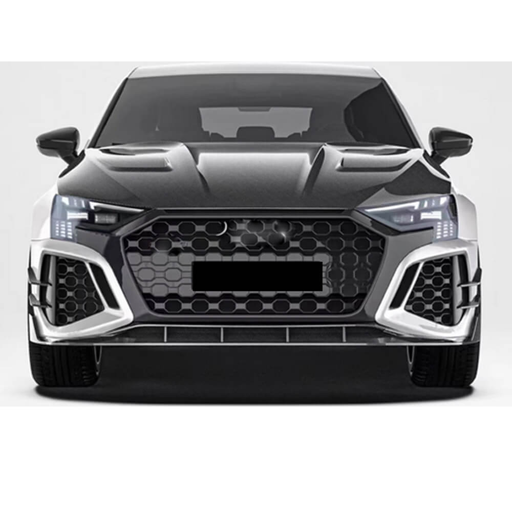 Audi RS3 8Y front bumper fitment reference for the dry carbon canard set