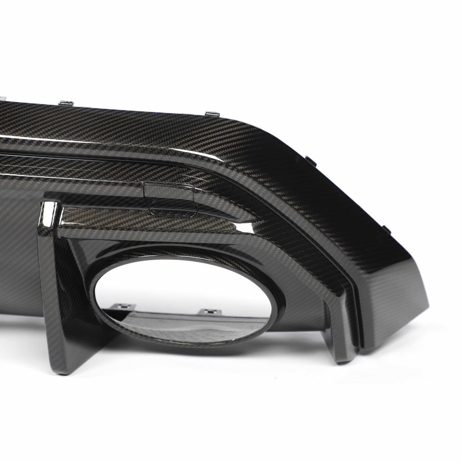Audi RS3 dry carbon rear diffuser oval exhaust opening detail