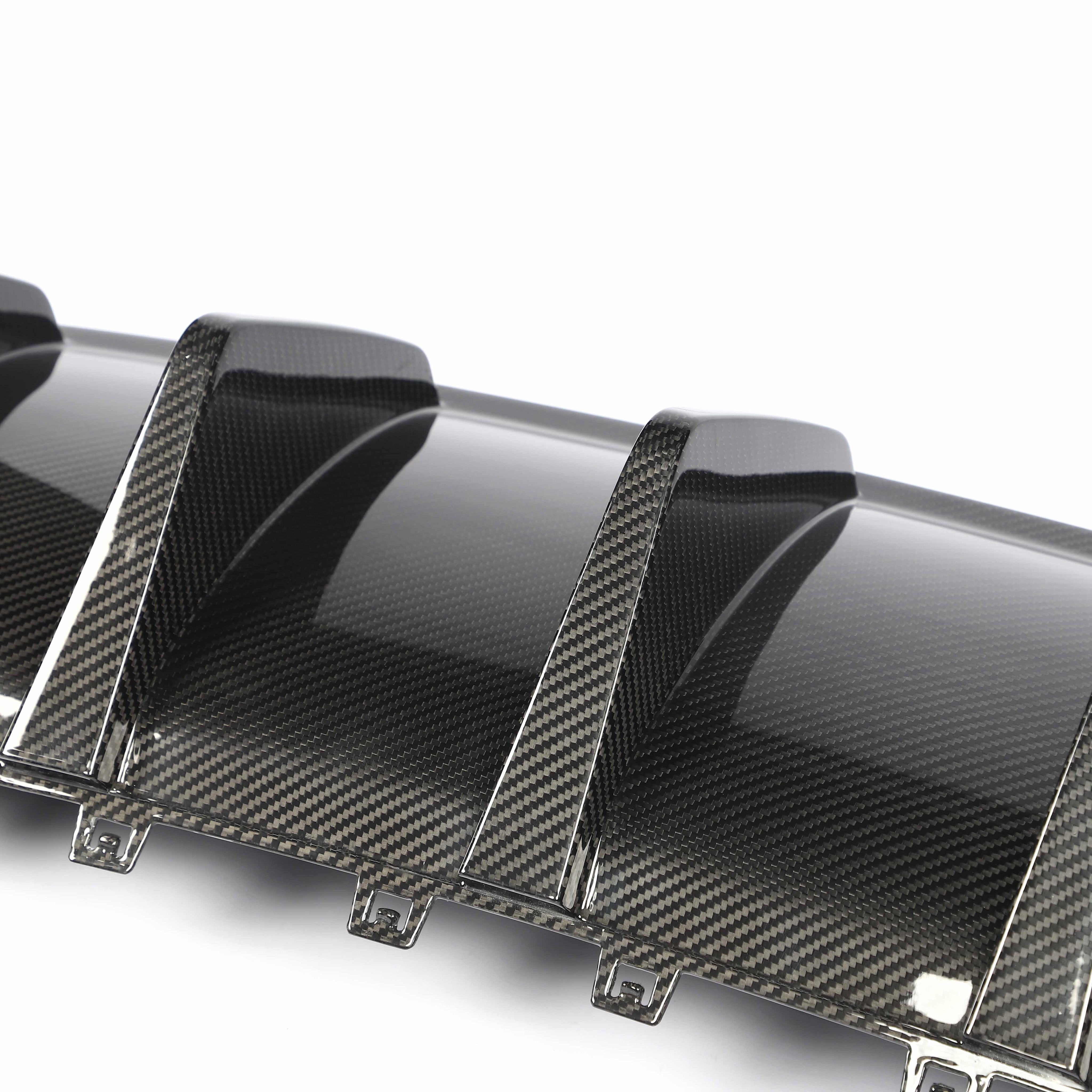 Audi RS3 dry carbon rear diffuser weave and center fin detail