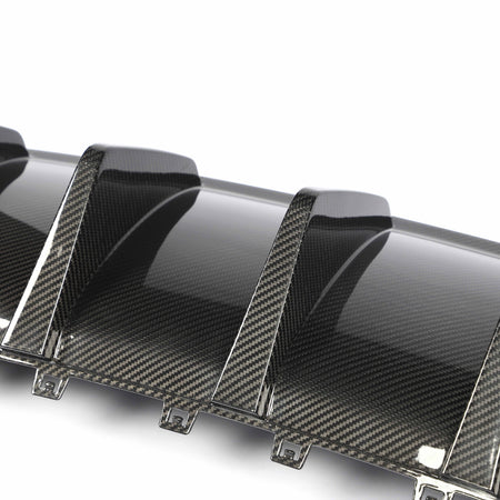 Audi RS3 dry carbon rear diffuser weave and center fin detail