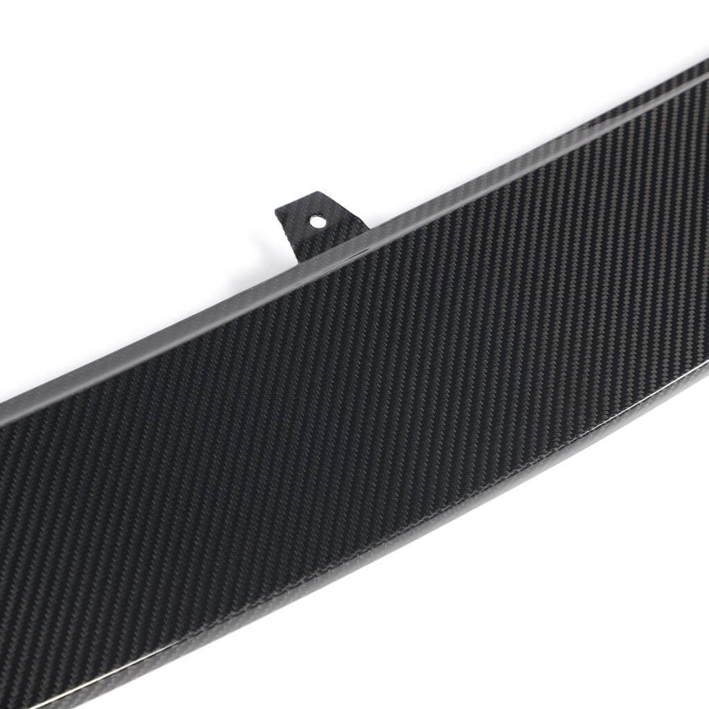 Audi RS3 dry carbon front lip carbon weave and mounting tab detail