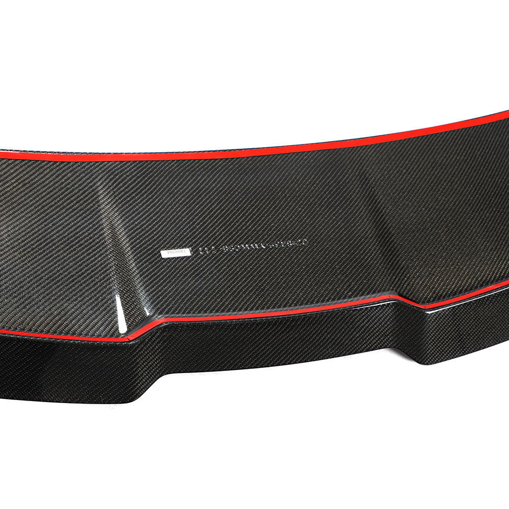 Audi RS6 rear roof spoiler gloss carbon fiber weave and center contour detail