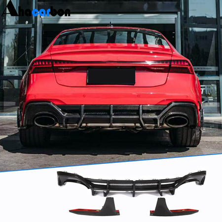 2021 Audi RS7 C8 Sportback ED Style dry carbon fiber rear diffuser installed