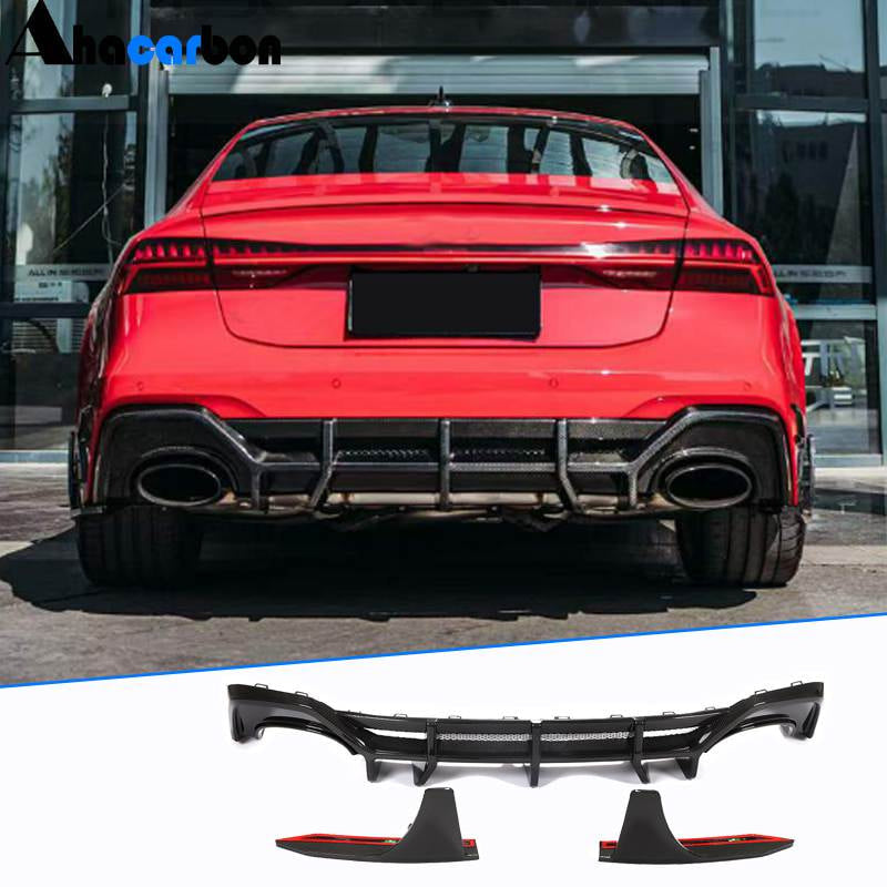2021 Audi RS7 C8 Sportback ED Style dry carbon fiber rear diffuser installed