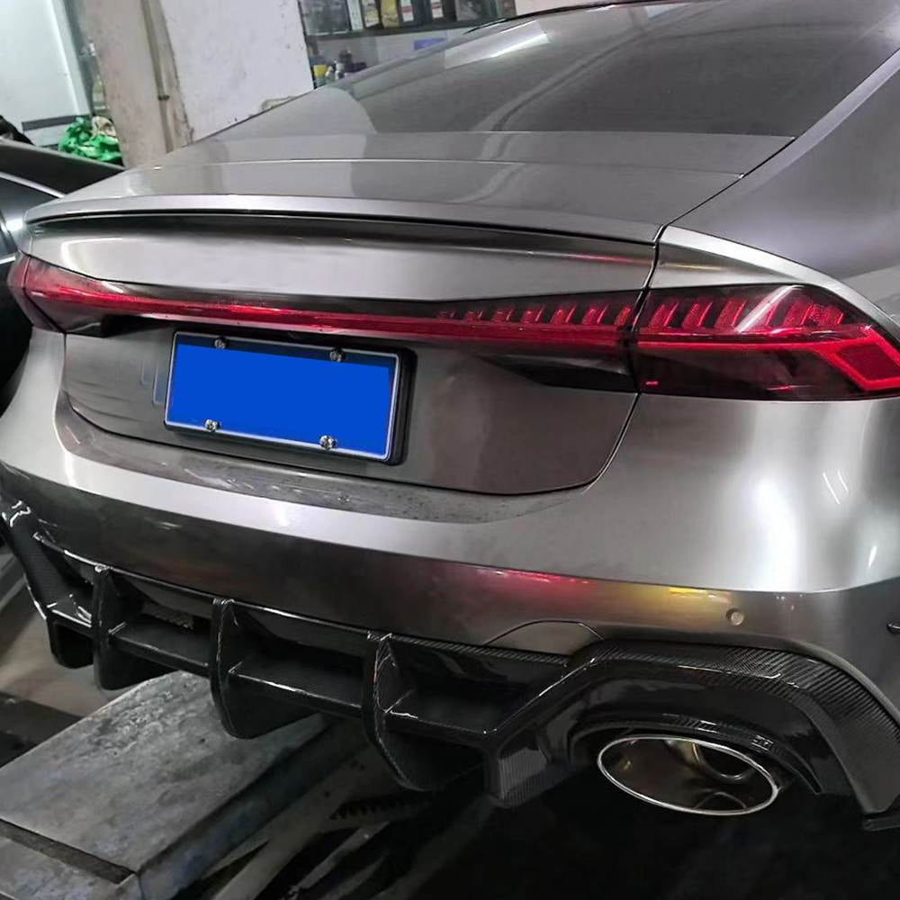 Audi RS7 ED Style dry carbon rear diffuser installed view