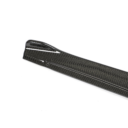 Raised end detail of one Audi S3 8Y carbon fiber side skirt extension