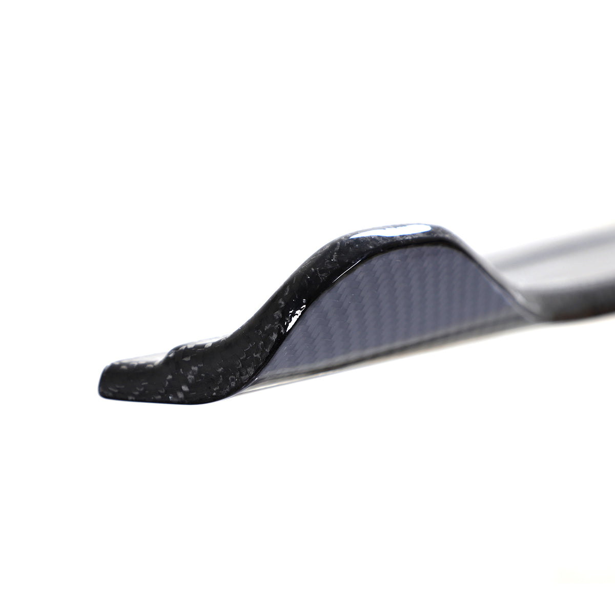 Side profile of the raised molded end on the Audi S3 8Y carbon fiber side skirt extension