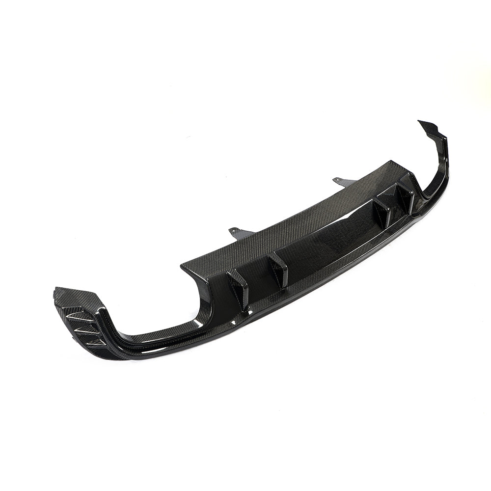 Audi S4 B9 carbon fiber rear diffuser side profile and outer corner detail