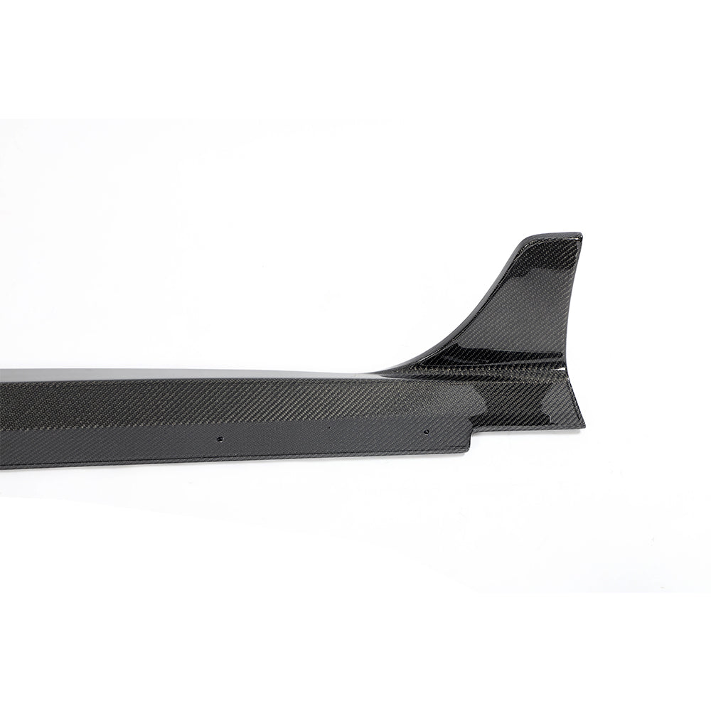 Audi S5 carbon fiber side skirt extension end profile and raised fin