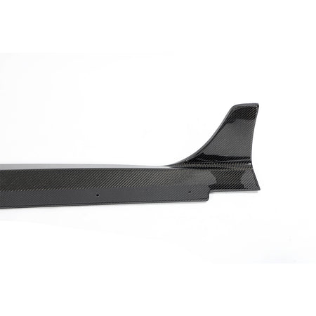Audi S5 carbon fiber side skirt extension end profile and raised fin
