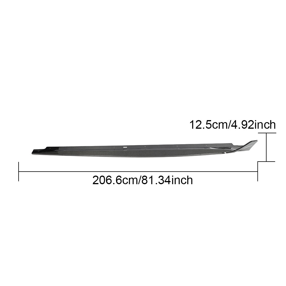 Audi S5 side skirt extension dimensions 206.6 cm long with 12.5 cm rear fin