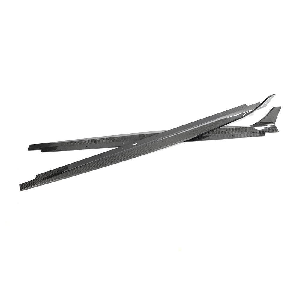 Audi S5 carbon fiber side skirts with raised rear fin design