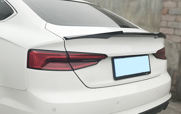 Audi S5 Sportback rear trunk spoiler side installed view