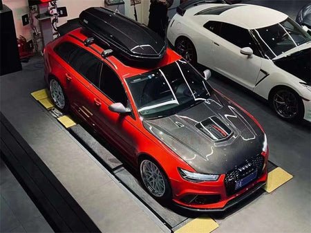 Audi S7 carbon fiber hood installed full vehicle view