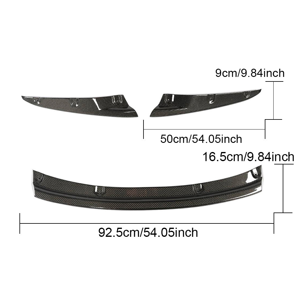 Dimensions of the BMW 8 Series M Sport 3-piece carbon fiber front lip and side extensions