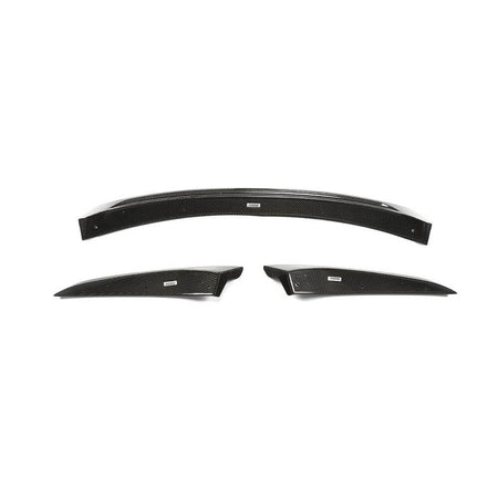 Three-piece BMW 8 Series carbon fiber front lip kit with center lip and left and right extensions
