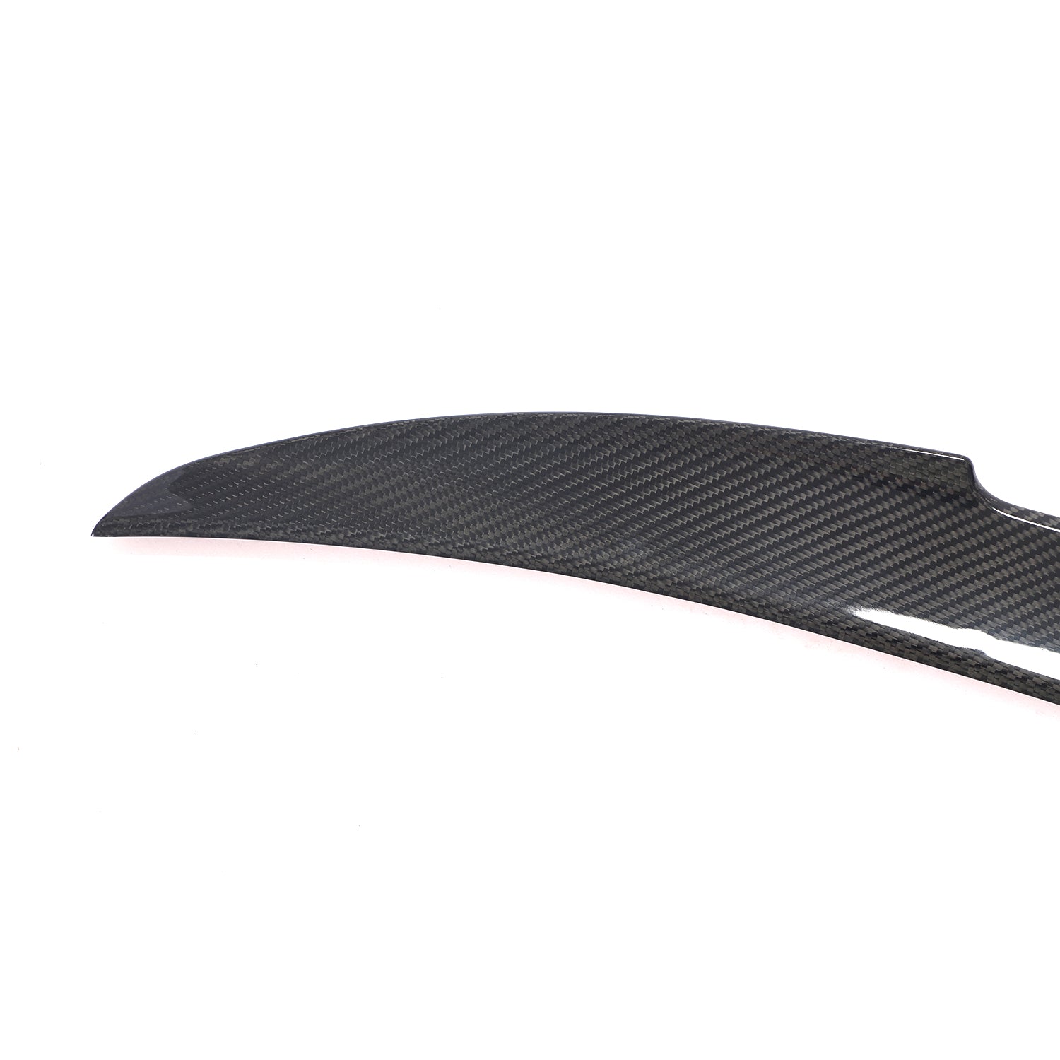 BMW 840i carbon fiber trunk spoiler end profile and weave detail