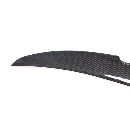 BMW 840i carbon fiber trunk spoiler end profile and weave detail