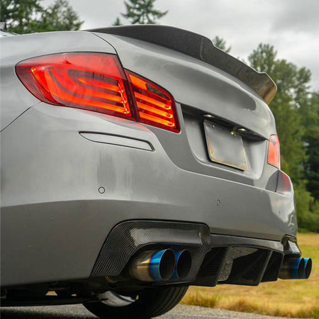BMW F10 M Tech DTM carbon fiber rear diffuser angle view