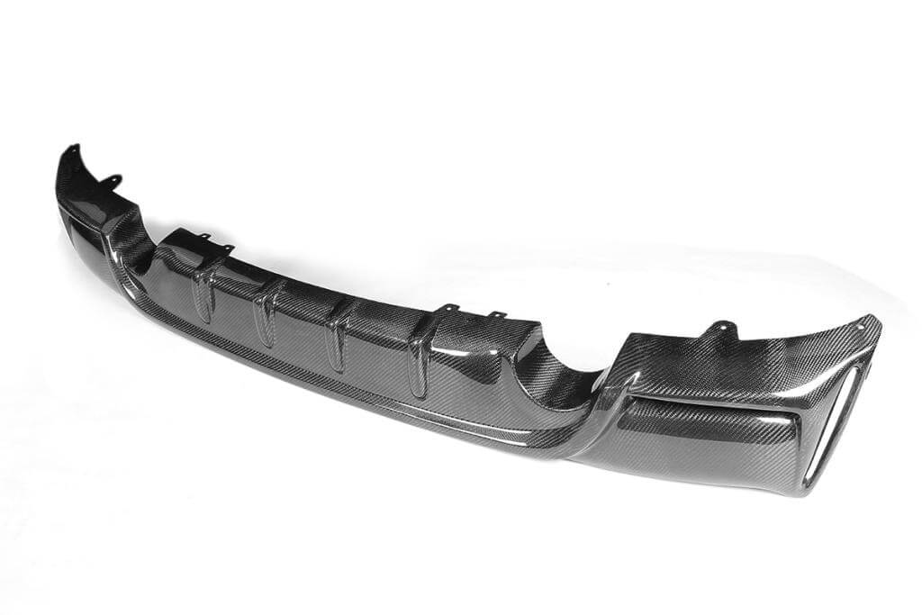 BMW F22 F23 M Sport carbon fiber rear diffuser side angle view