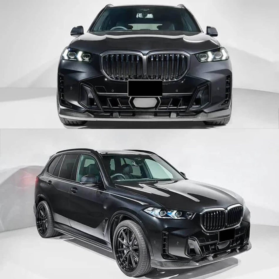 BMW G05 X5 LCI M-Sport carbon fiber front lip front angle installed view