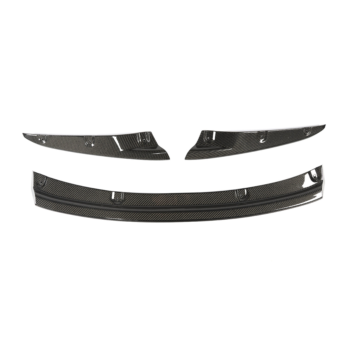 Front view of the BMW G14 G15 G16 M Sport carbon fiber front lip three-piece set