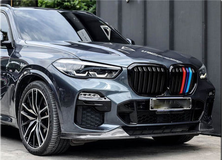 BMW X5 G05 M Sport carbon fiber front lip installed side view