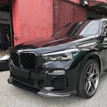 BMW X5 G05 M Sport front bumper lip installed angle view