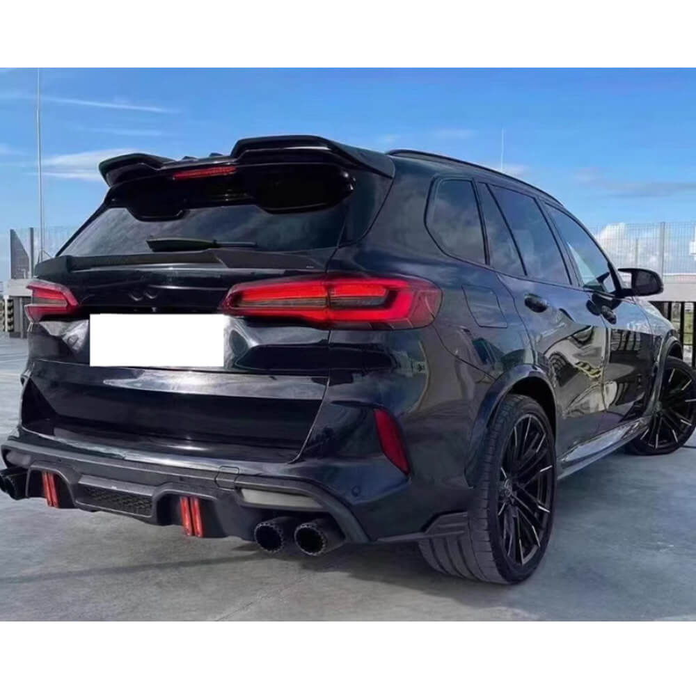 BMW X5M F95 rear trunk spoiler installed on tailgate