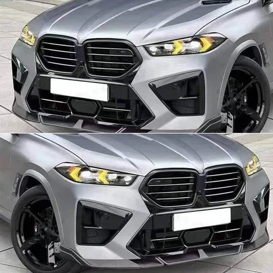 BMW X5M F95 carbon fiber front lip splitter installed view