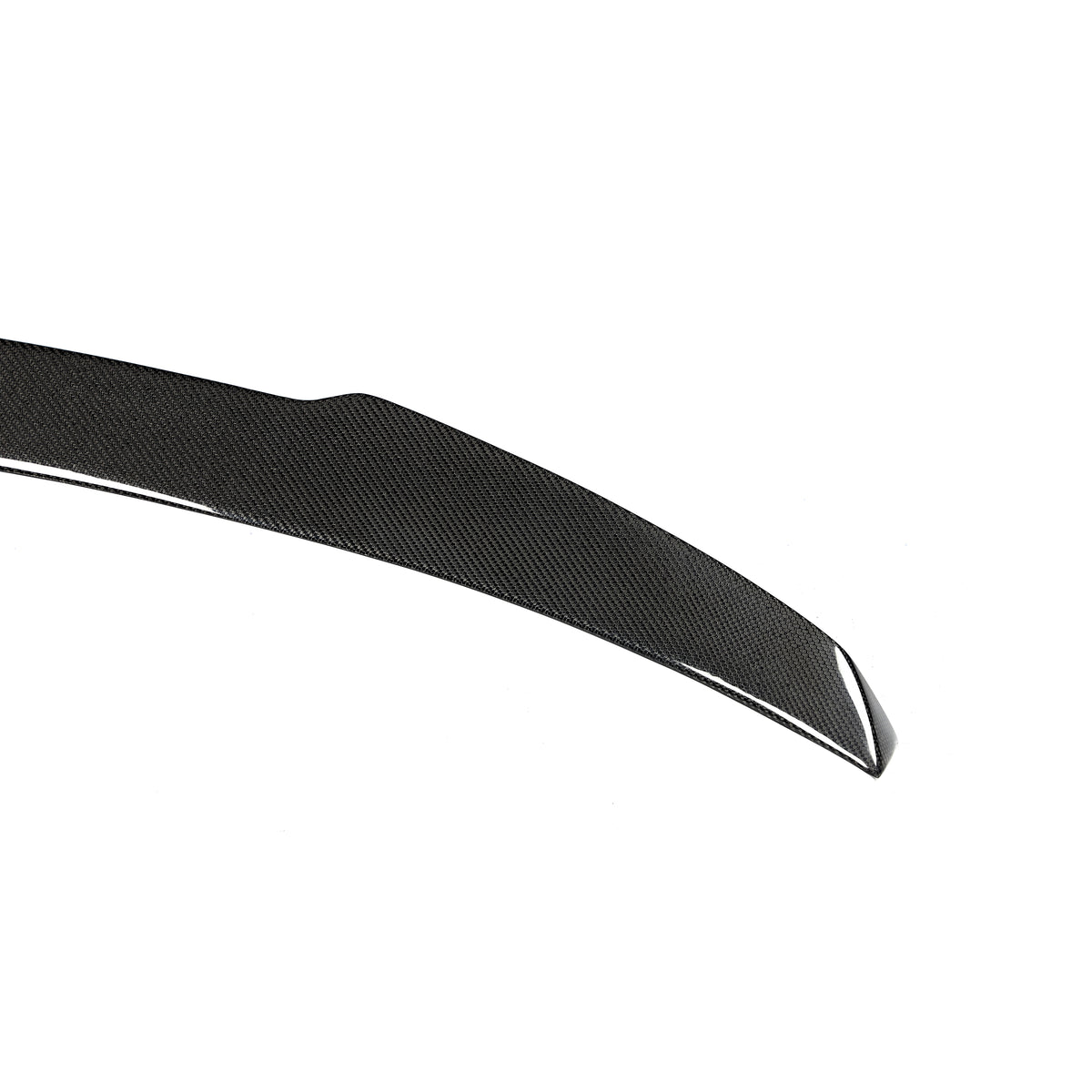 BMW X5M rear trunk spoiler gloss carbon fiber weave close-up